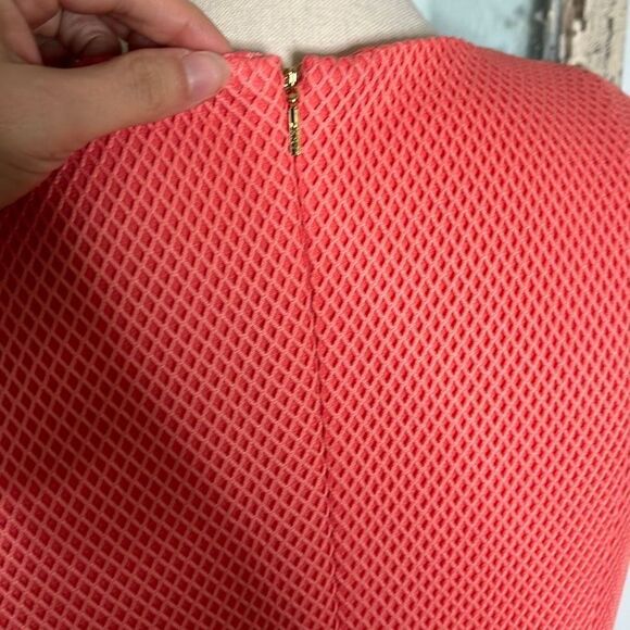 DKNY Womens A Line Sleeveless Waffle Mini Dress Pleated Coral Size 14 NWT - Picture 5 of 13